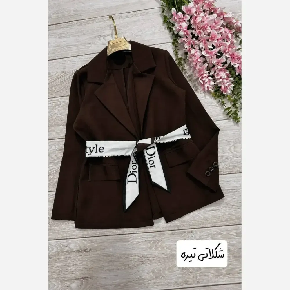 مانتو کوتاه مازراتی مدل یاشیل کمربنددار رنگی سایز یک و دو