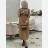 کفتان بافت زنانه مدل ژیوان فری سایز رنگ مشکی موکا نسکافه ای کرم
