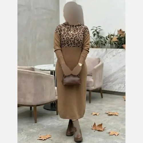 کفتان بافت زنانه مدل ژیوان فری سایز رنگ مشکی موکا نسکافه ای کرم