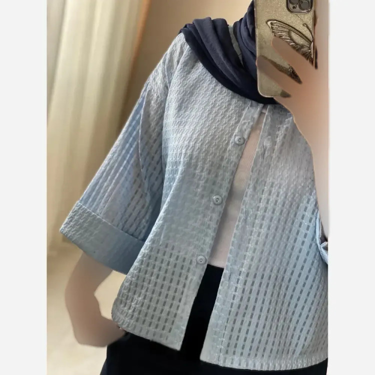 شومیز باکسی شیشه ای مشکی فری سایز