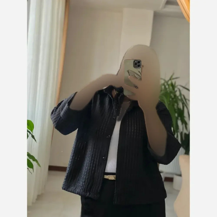 شومیز باکسی شیشه ای مشکی فری سایز