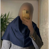مقنعه تل دار ویسکوز درجه یک قد 90 رنگ سورمه ای تل مشکی فری سایز