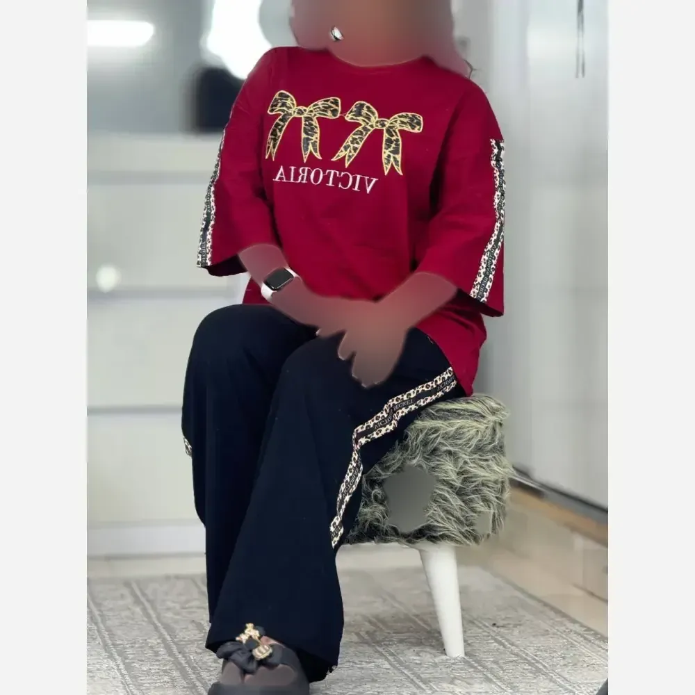 ست لباس زنانه ویکتوریا جنس پنبه گلکسی فری سایز