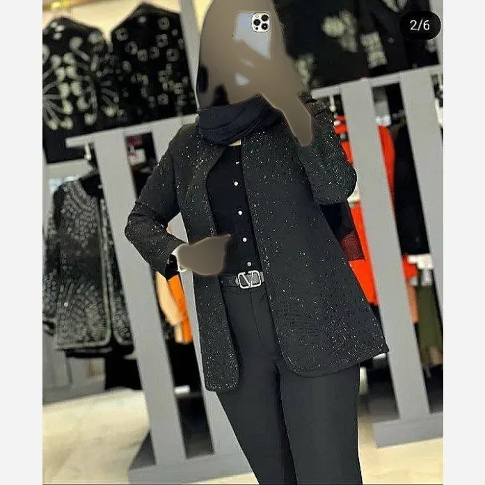 ست کت شلوار مجلسی زنانه دیبا جنس مازراتی درجه یک سایز بزرگ