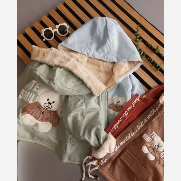 کاپشن کتان تدی گلدوزی داخل خز