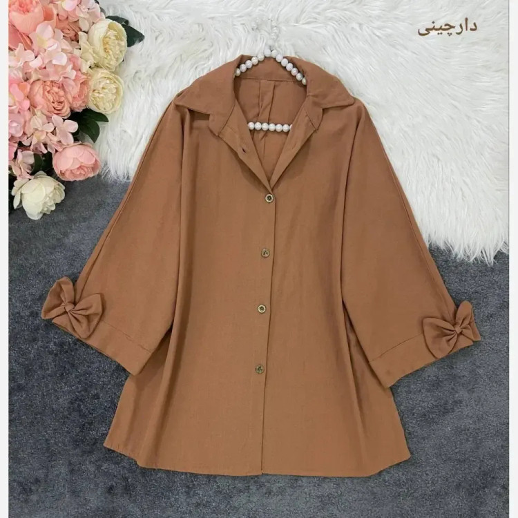 شومیز باکسی لینن درجه یک رنگ مشکی فری سایز