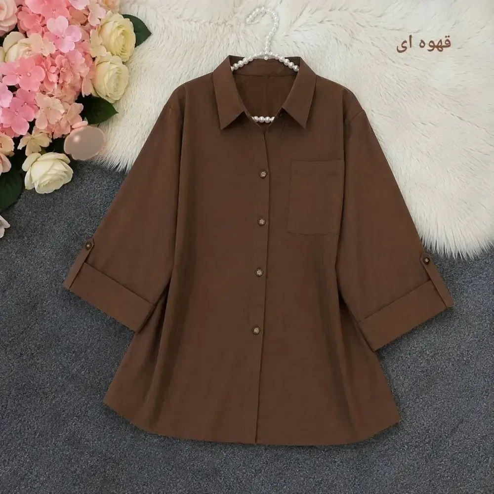 شومیز باکسی لینن درجه یک زنانه رنگ مشکی و سبز پسته ای فری سایز