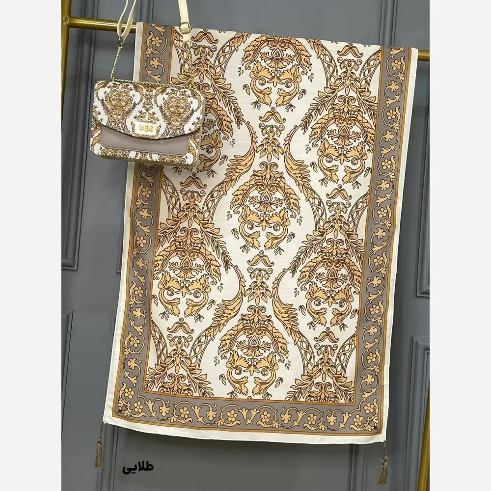 ست کیف و شال الیزابت مخمل و چرم صنعتی نخی
