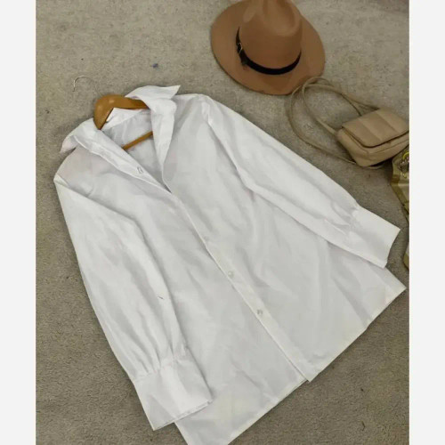شومیز سفید ساده تترون فری سایز تا 46