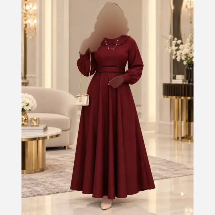پیراهن بلند زنانه الیزه خرجکار مروارید فری سایز تا 48