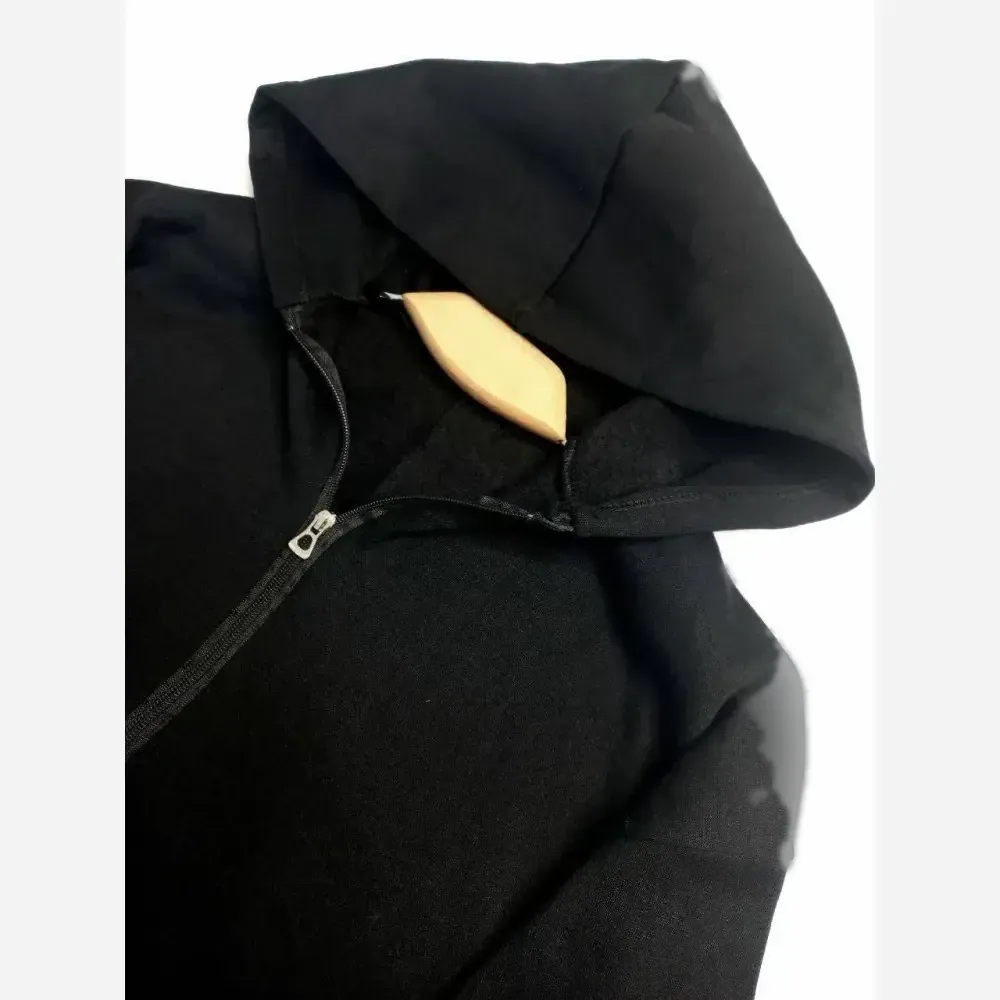 سوییشرت جلوزیپ ساده دورس توکرکی مشکی سایز فری 38 تا 46