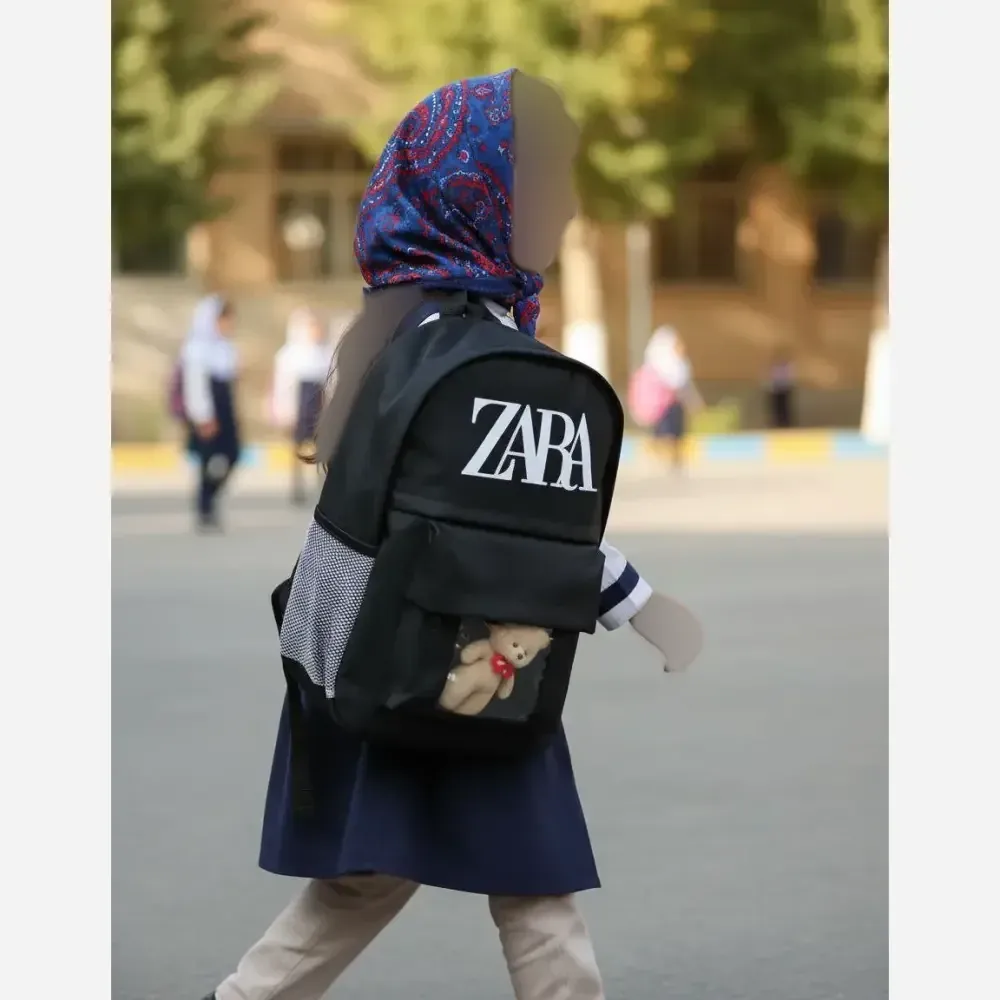 کوله پشتی چرمی دخترانه طرح زارا مدل عروسکی رنگی
