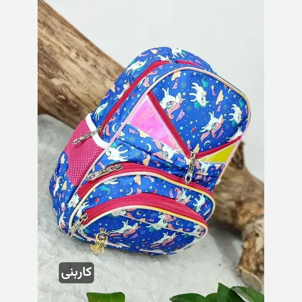 کوله پشتی مدرسه مدل افسون برزنت کاربنی ابعاد 36 در 27