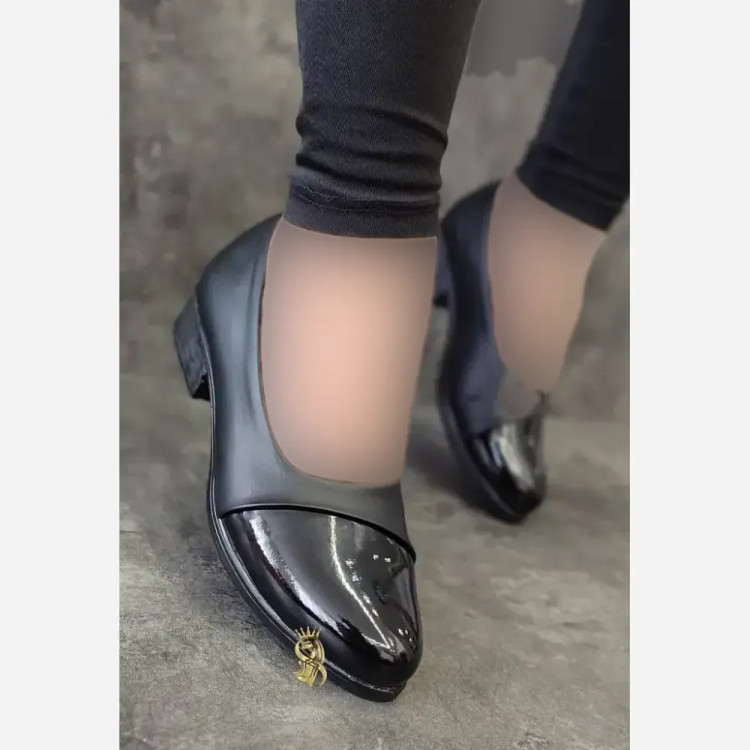 کفش کالج طبی زنانه چرم صنعتی مدل مژده رنگ مشکی