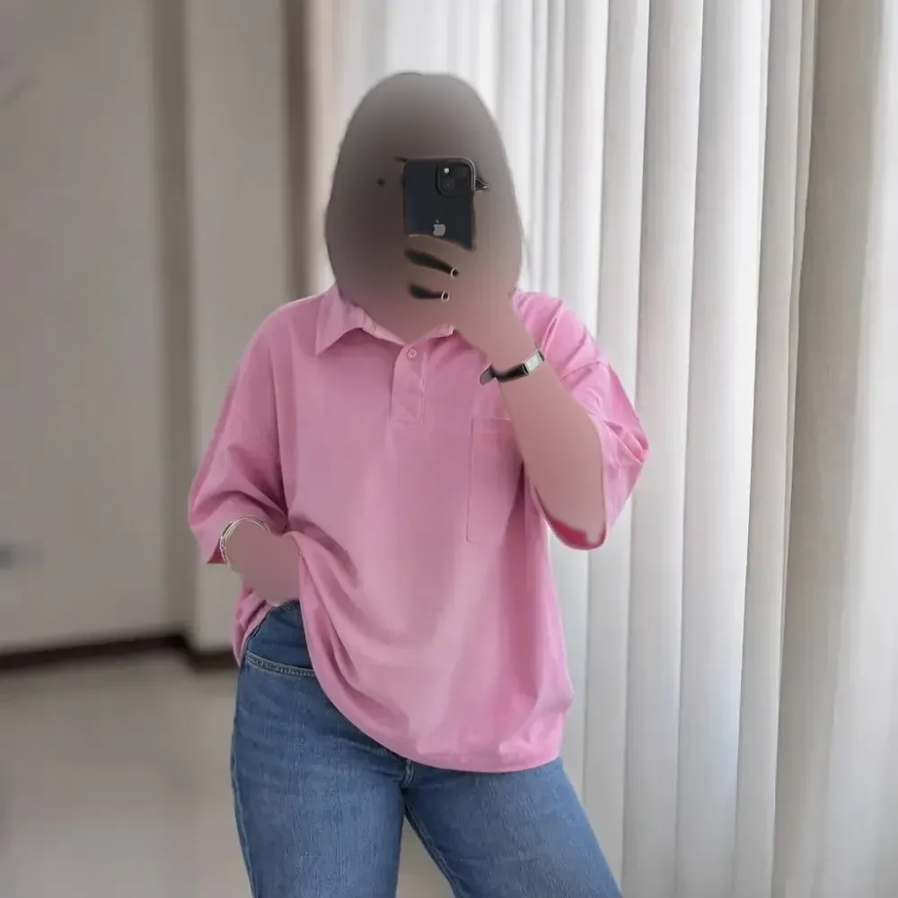 پولوشرت تک جیب پنبه ای زنانه رنگ صورتی فری سایز