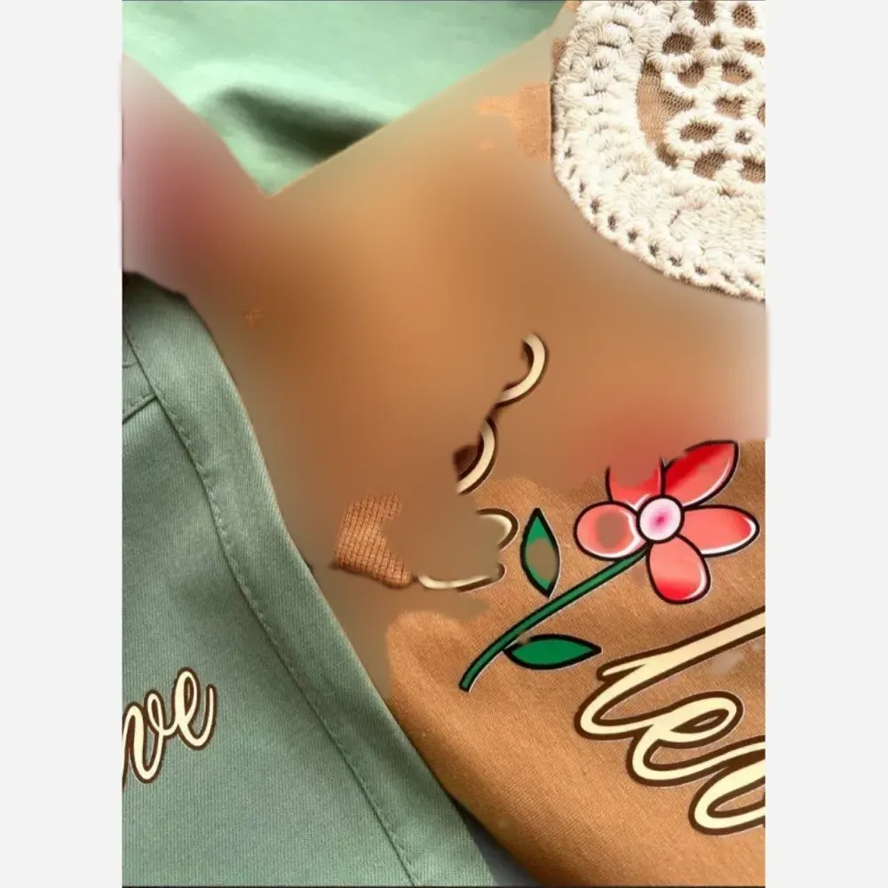 ست بلوز و شلوار دورس پنبه و کتان آستین چیندار دخترانه