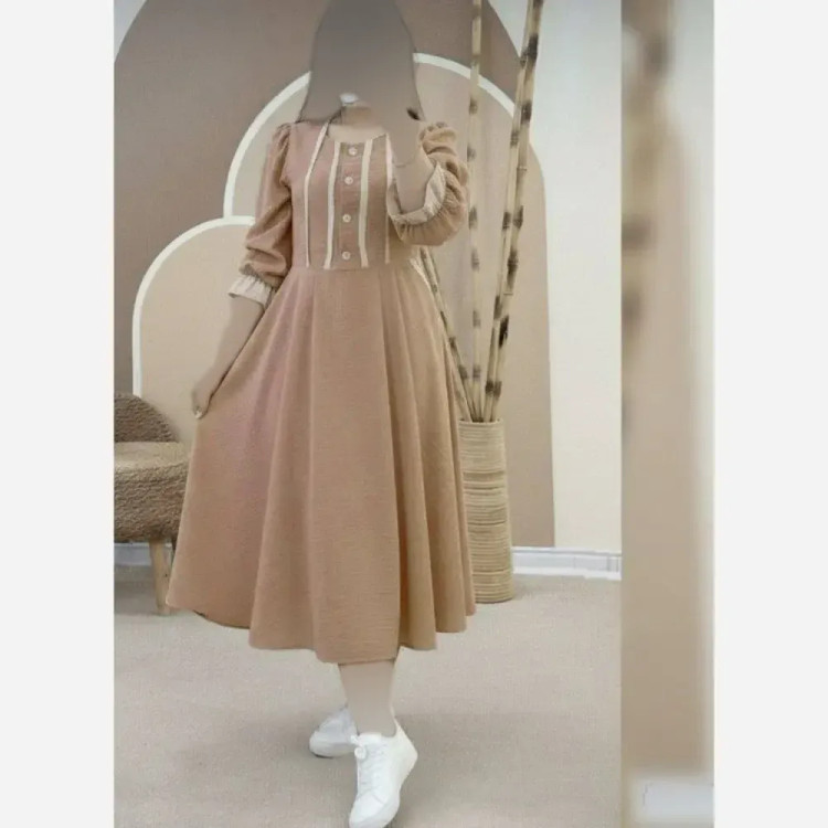 پیراهن زنانه ژیلا جنس شانتون و خرجکار مازراتی فری سایز تا 46