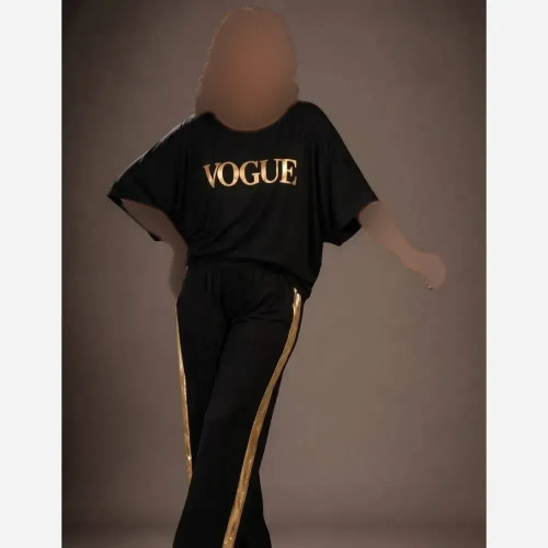 ست تیشرت و شلوار اسپان کش VOGUE مناسب منزل و باشگاه سایز فری 38 تا 48