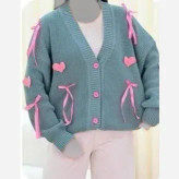 ژاکت بافت پرتراکم طرح قلبی سایز فری سایز تا 50