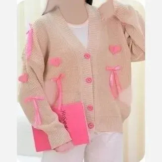 ژاکت بافت پرتراکم طرح قلبی سایز فری سایز تا 50