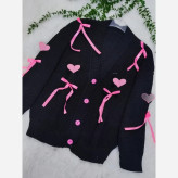 ژاکت بافت پرتراکم طرح قلبی سایز فری سایز تا 50