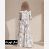 ساحلی زنانه خالدار کرپ پلاس سفید خال قهوه ای فری سایز 38 تا 48