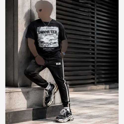 ست تیشرت و شلوار اسپورت مشکی پنبه سوپر اعلا سایز بزرگ XXL XXXL