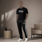 ست مردانه مشکی تیشرت پنبه سوپر و شلوار اسپان نخ 3 طرح