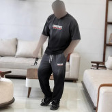 ست مردانه وان پیس جنس گلکسی فول پنبه رنگ مشکی جت بلک سایز بزرگ