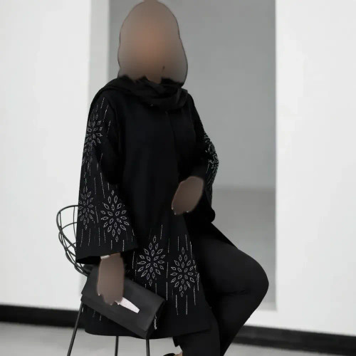 کت مجلسی زنانه آرزو جنس شانتون جت بلک رنگ مشکی