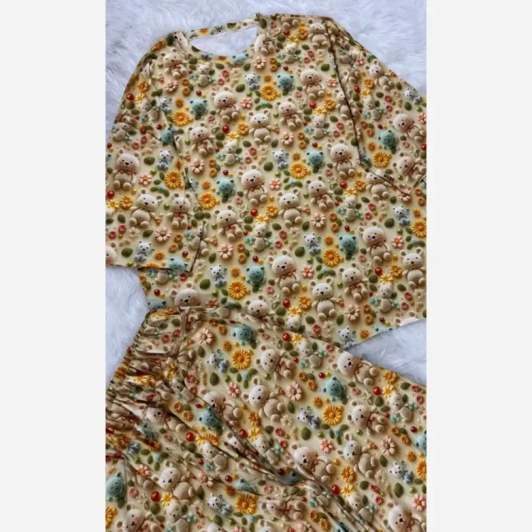 ست تیشرت شلوار راحتی سه بعدی پنبه گیاهی درجه یک