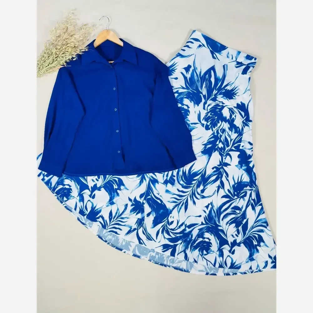 ست شومیز دامن آثنا جنس شومیز ابروبادی دامن بوگاتی فری سایز
