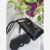 کیف سه کاره چرم مصنوعی براق مشکی سایز 20 در 12