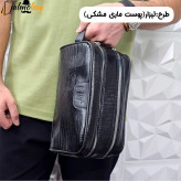 کیف دستی مردانه چرم صنعتی دو خانه مدل شوزبگ