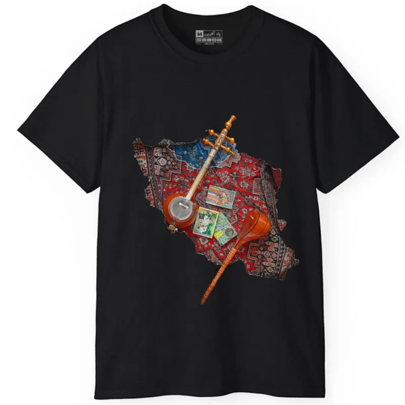 تیشرت آستین کوتاه مردانه مدل موسیقی ساز نقشه ایران فرش ایرانی