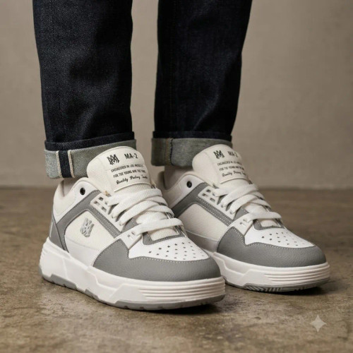 کفش لژدار مردانه مدل امیری سفید طوسی