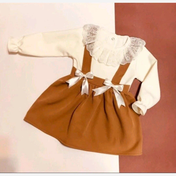 پیراهن دخترانه کرپ مازراتی مناسب 6 ماه تا 6 سال