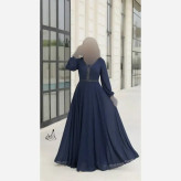 پیراهن مجلسی زنانه کرپ حریر سنگ دوزی شده کاپدار سایز بزرگ رنگ مشکی و سرمه ای