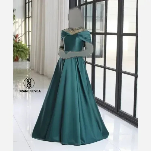 ماکسی مجلسی زنانه مدل یکتا ساتن آمریکایی و تور نگینکوبی سایز 38 تا 50