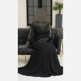 ماکسی مجلسی زنانه کرپ دالقیچ سنگدوزی شده مشکی مدل مایا