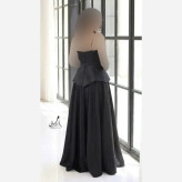پیراهن مجلسی زنانه ساتن آمریکایی نگیندار کاپدار دامن فول کلوش سایز 36 تا 44