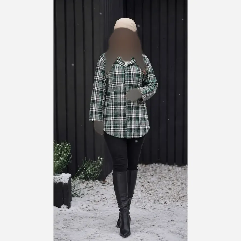 مانتو پشمی سوزان چهارخونه شکت پاییزه فری سایز درجه یک
