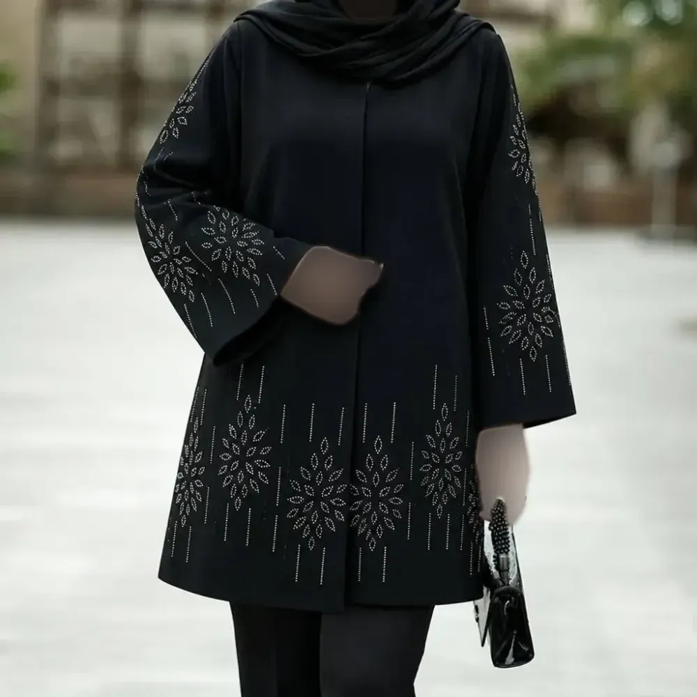 کت مجلسی زنانه شانتون اندوزی جت بلک مشکی