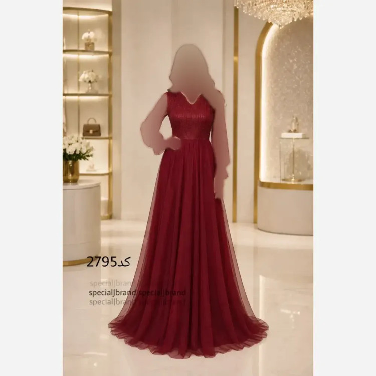 پیراهن مجلسی ماکسی تانیا لمه بارکدی و تور قد 160 زنانه در رنگ بندی مشکی، طوسی، سبز، صورتی، زرشکی و سایزهای 40 تا 50