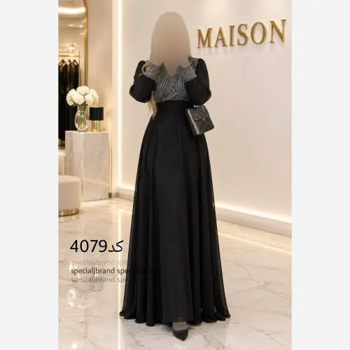 ماکسی مجلسی رزان حریر شاین و پولک زارا رنگ دودی نقره ای سایز فری مناسب 40 تا 44