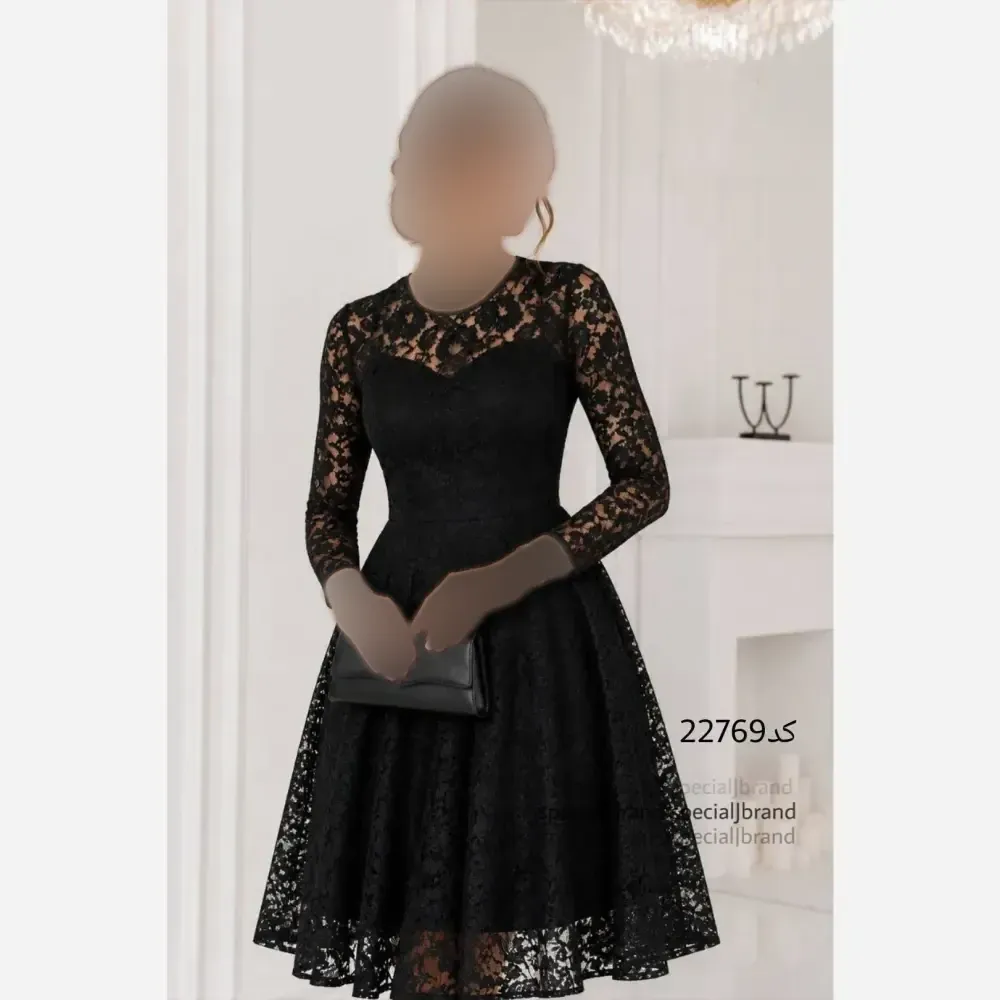 پیراهن عروسکی مجلسی زنانه دانتل برجسته زیپدار