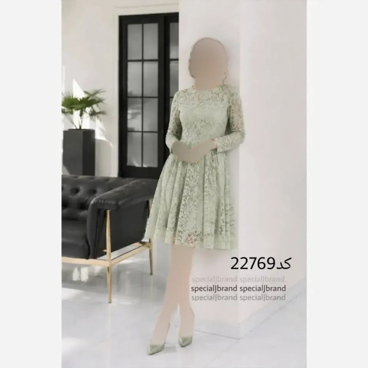 پیراهن عروسکی مجلسی زنانه دانتل برجسته زیپدار