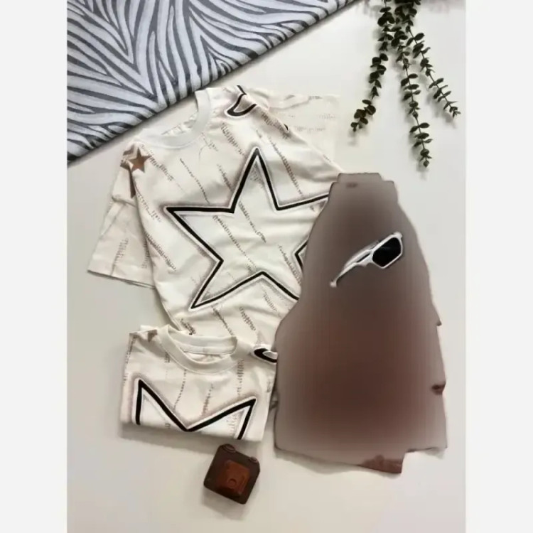 ست تیشرت و شلوارک اسپرت نخ پنبه و لی بچه گانه سایز 45 تا 60