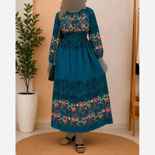 پیراهن ساحلی زنانه حاشیهدار نخی فریسایز