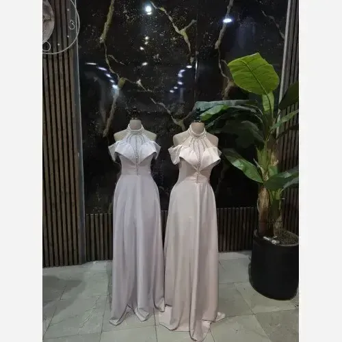 لباس مجلسی مدل سیمین جنس ساتن زارا نگیندوزی دستدوز سایز 36 تا 46